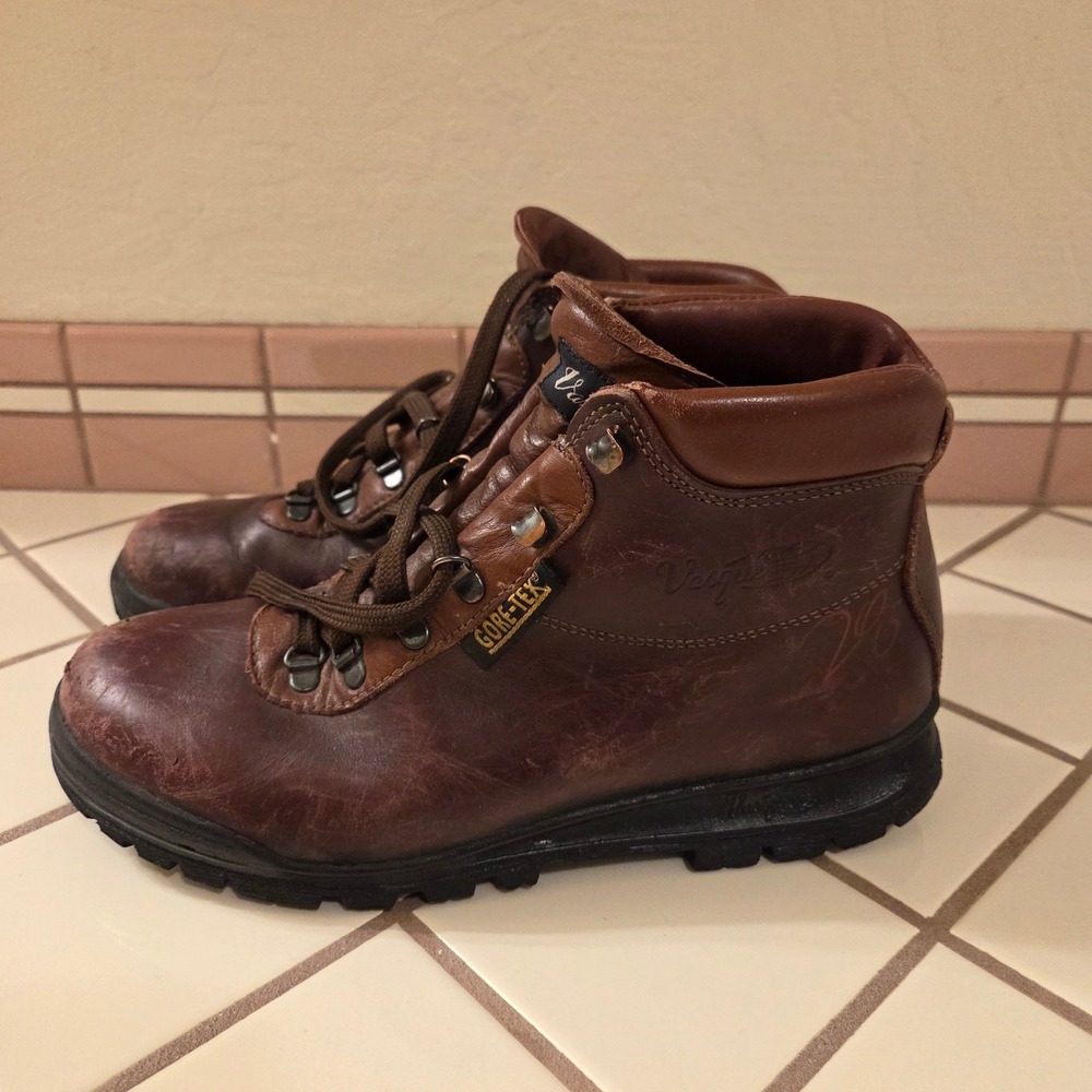 Vasque Skywalk Vintage Brown Leather Gore-Tex Hiking Boots Made in Italy 9 M